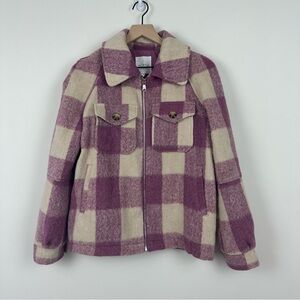 Avec Les Filles Purple and Cream Shacket Jacket, M